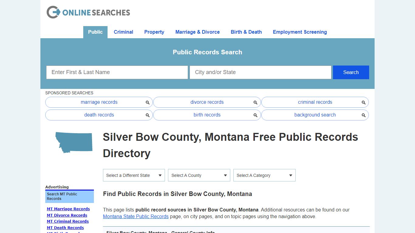 Silver Bow County, Montana Public Records Directory